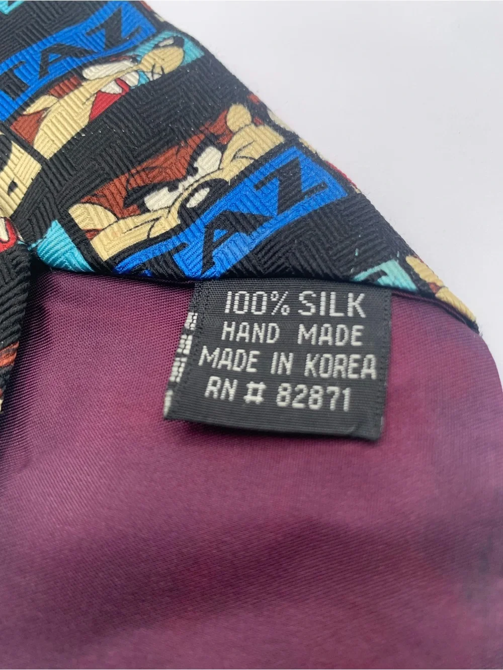 Warner Bros. Taz Block Stripe Tie in Black, Blue and Tan RARE COLLECTION
